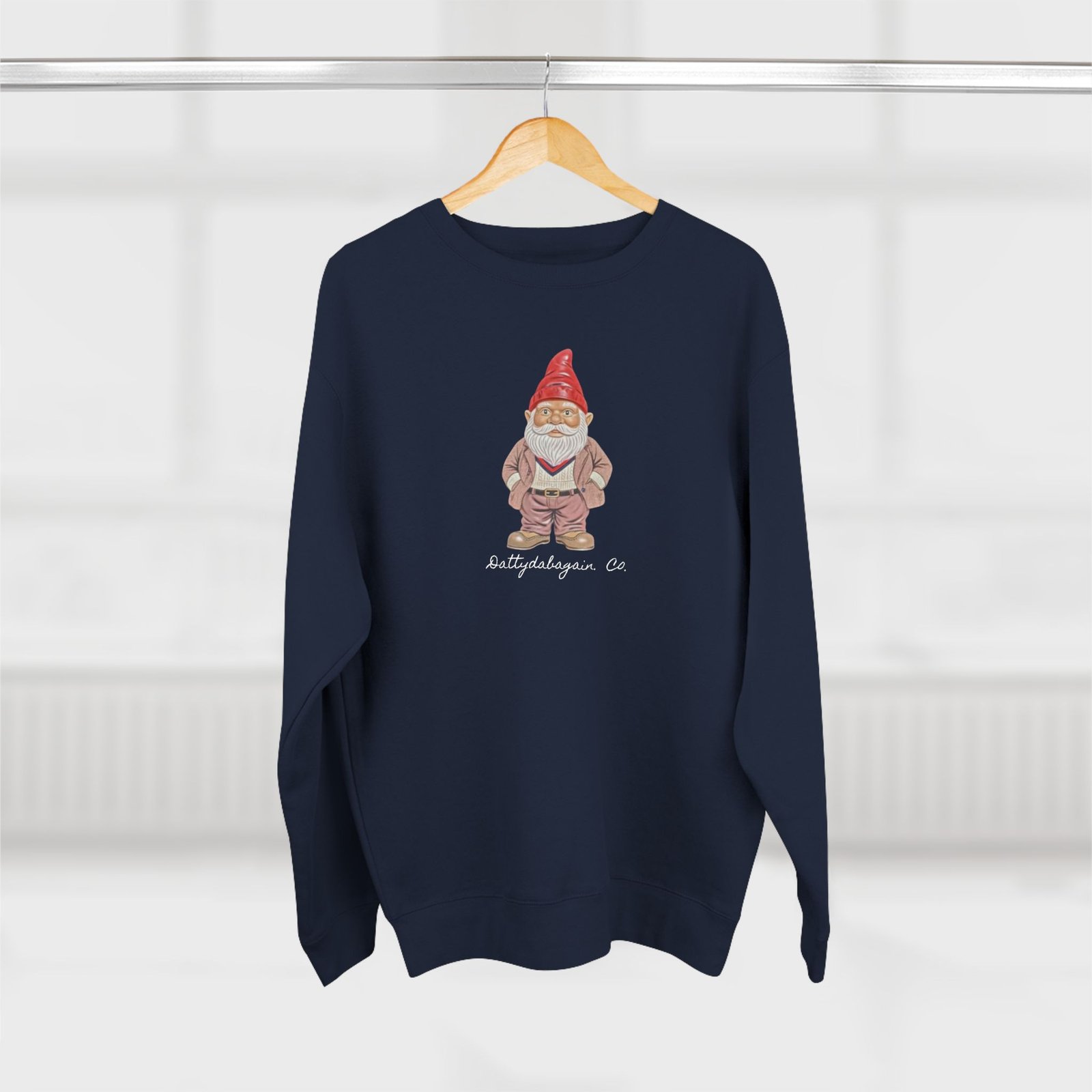 Dattydabagain Gnome Illustration Crewneck Sweatshirt | Cute Gnome Artwork - Image 4