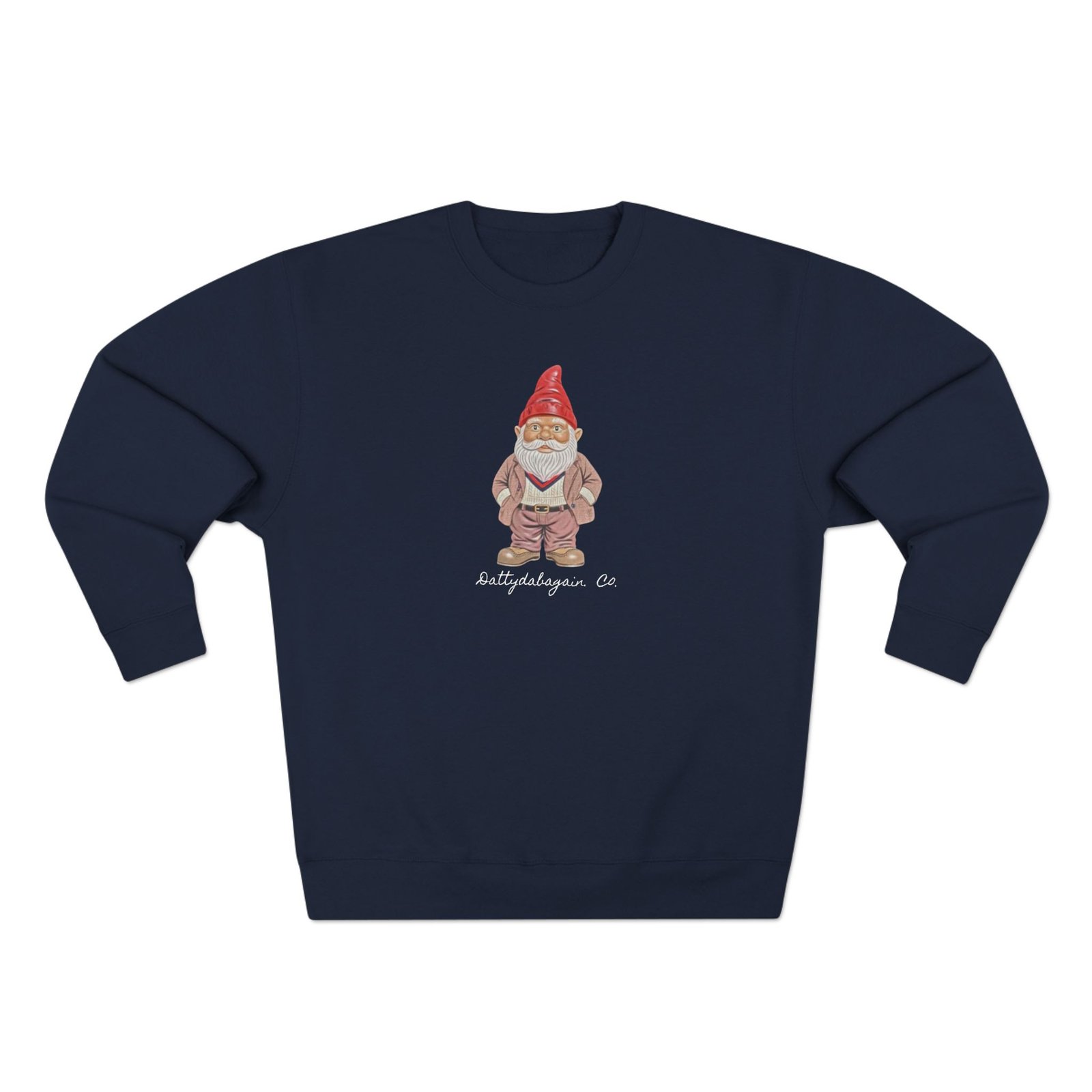 Dattydabagain Gnome Illustration Crewneck Sweatshirt | Cute Gnome Artwork